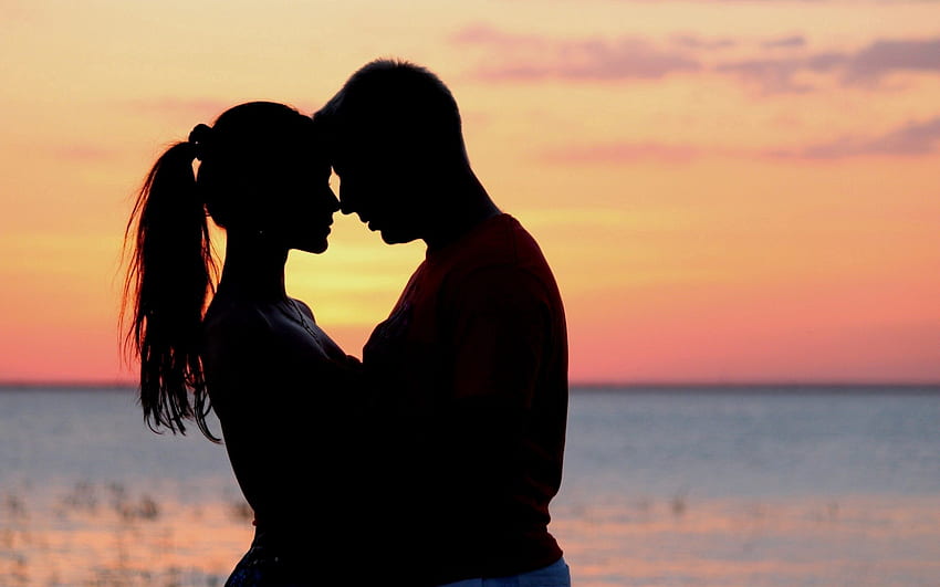 Sonnenuntergang, Liebe, Paar, Paar, Umarmung HD-Hintergrundbild