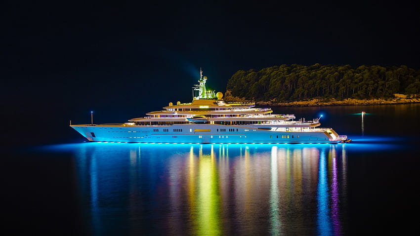 Ултра луксозна яхта, по-голямо красиво осветление 8, луксозен кораб HD тапет