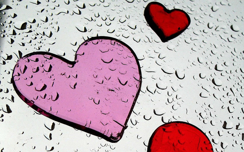 Love, Drops, Surface, Drawing, , Heart, Paints HD wallpaper