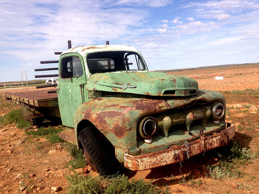 farm ute, old, outback, rural, rusty, sky, truck HD wallpaper