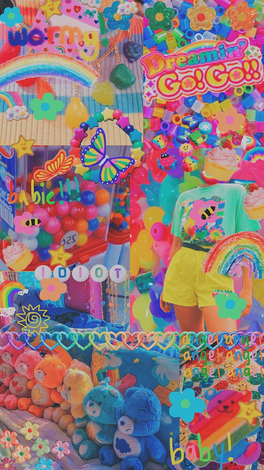 aesthetic rainbow 2000s retro cutie, Kidcore Aesthetic HD phone wallpaper