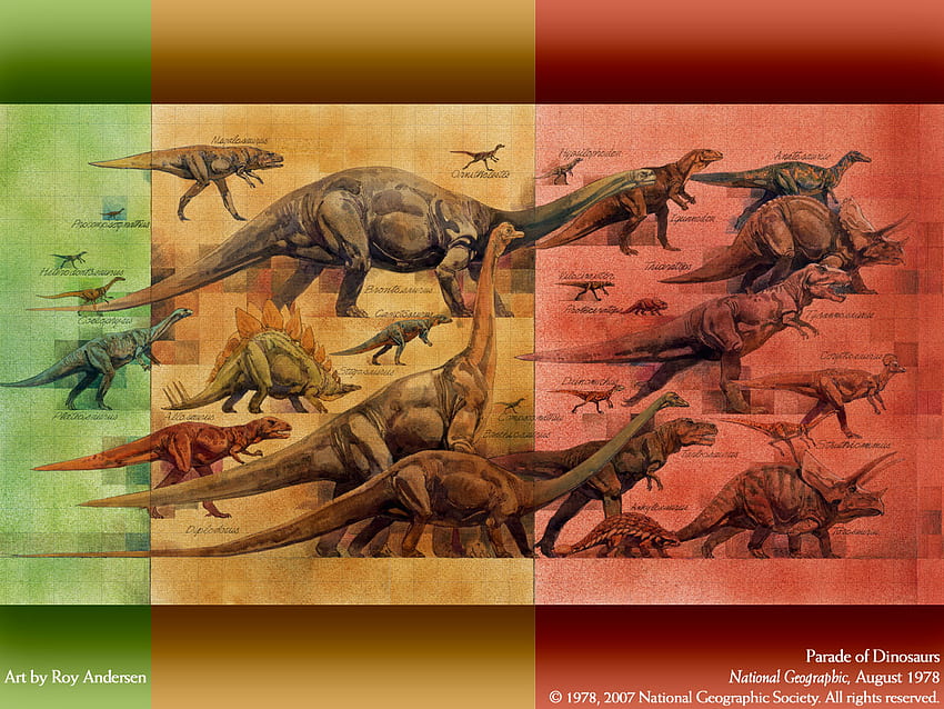 Dinosaur Parade, dinossauros, dinossauro, colorido, desfile papel de parede HD