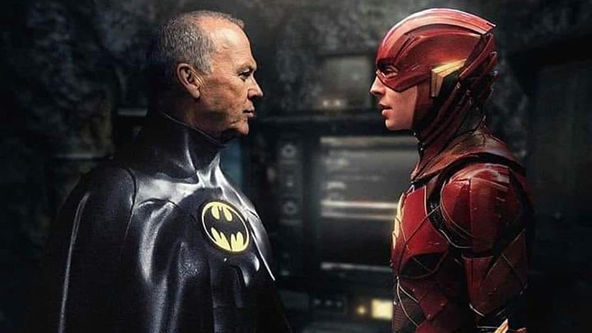 Michael Keaton's Batman Meets Ezra Miller's The Flash In Fan Made HD wallpaper