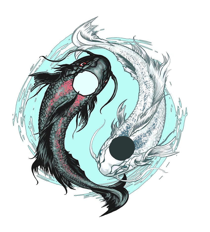 Diseños de tatuajes de peces koi con significados, peces Yin Yang Koi fondo de pantalla del teléfono