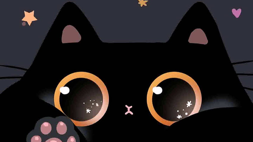 Süße schwarze Katze Nero beim Kneten Animierter, süßer Cartoon mit schwarzer Katze HD-Hintergrundbild