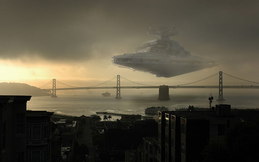 Movie Star Wars Star Destroyer Ship Landing New York HD wallpaper