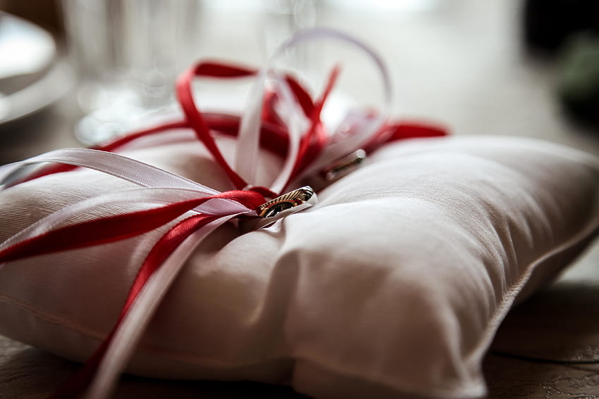 Holidays, Wedding, Rings, Pillow, Ribbon, Ribbons HD wallpaper