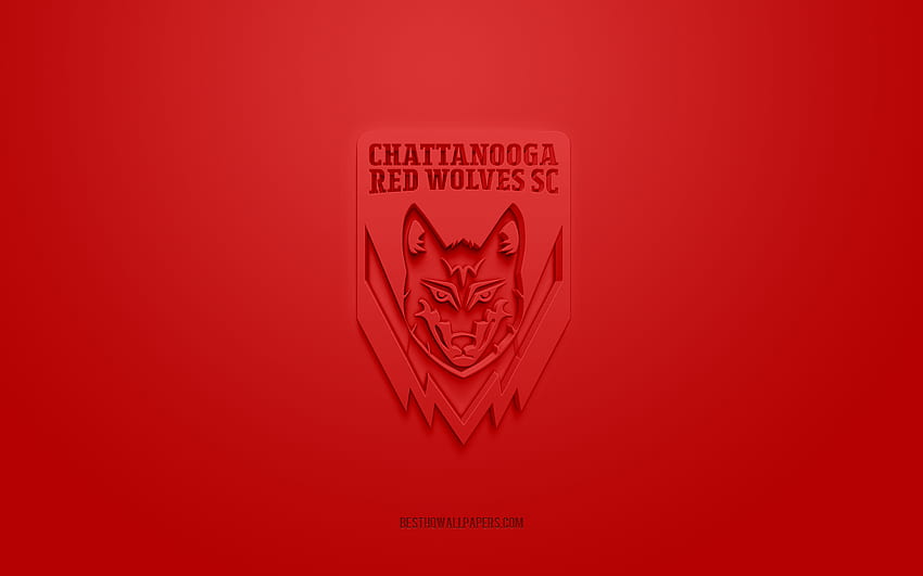 Chattanooga Red Wolves SC, creative 3D logo, red background, American soccer team, USL League One, Chattanooga, USA, 3d art, soccer, Chattanooga Red Wolves SC 3d logo HD wallpaper