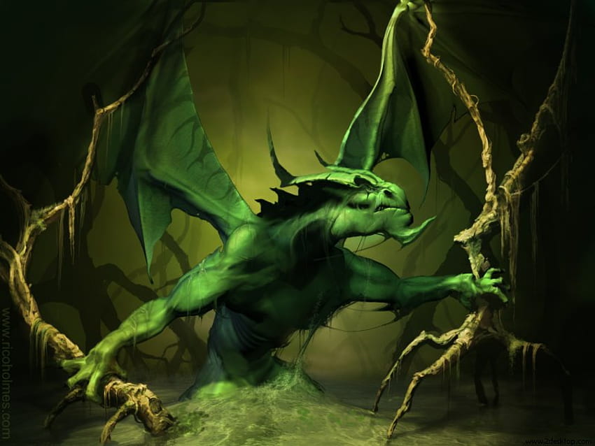 Swamp dragon, dragon, fantasy, dark HD wallpaper