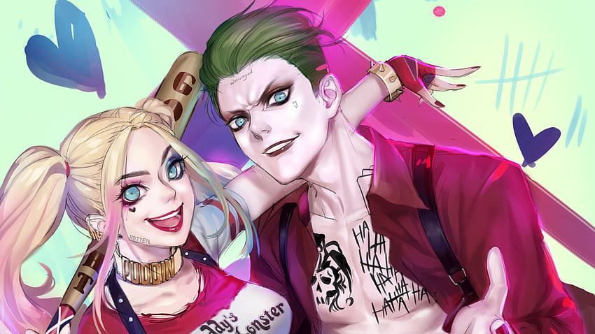 Joker Harley Quinn Art, Superheroes, , , Background и, Anime Joker HD тапет