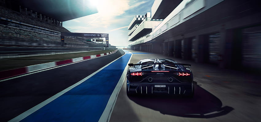 Lamborghini Aventador SVJ, trek balap Wallpaper HD
