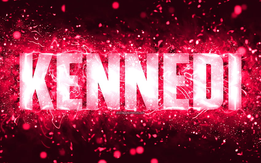 Happy Birtay Kennedi, , różowe neony, imię Kennedi, kreatywne, Kennedi Happy Birtay, Kennedi Birtay, popularne amerykańskie imiona żeńskie, z imieniem Kennedi, Kennedi Tapeta HD
