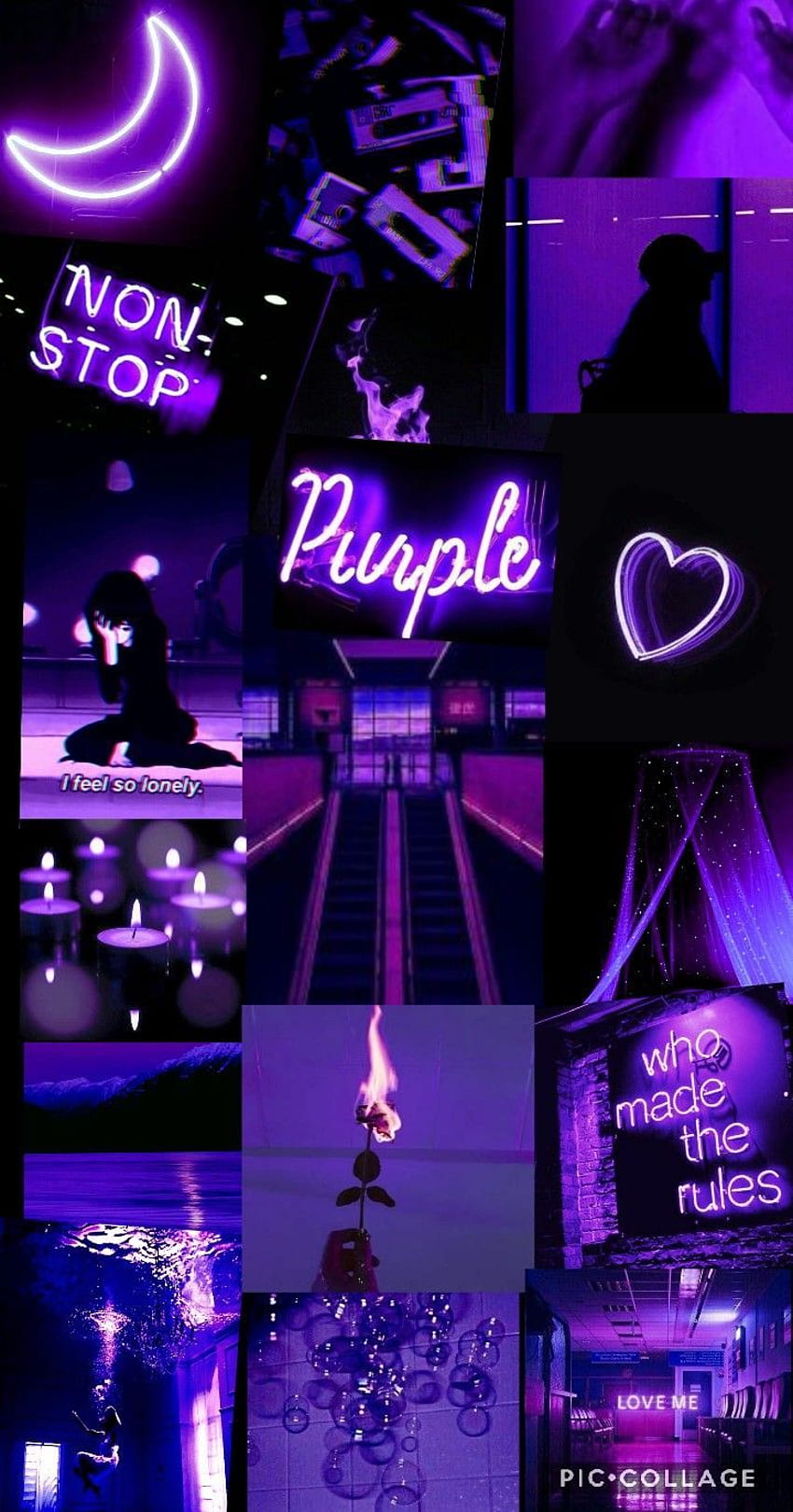 紫、濃い紫のコラージュ美学 HD電話の壁紙