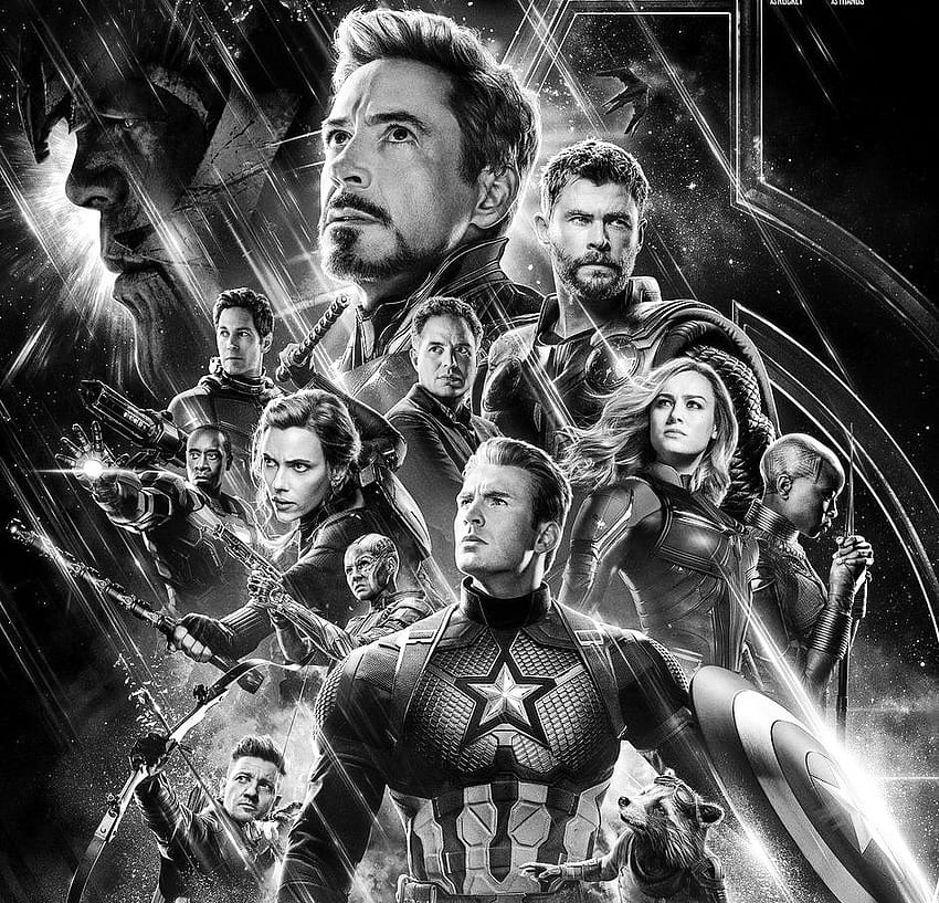 Rächer: Endspiel. Schwarz-Weiß-Wand, Marvel-Superhelden-Poster, Marvel HD-Hintergrundbild