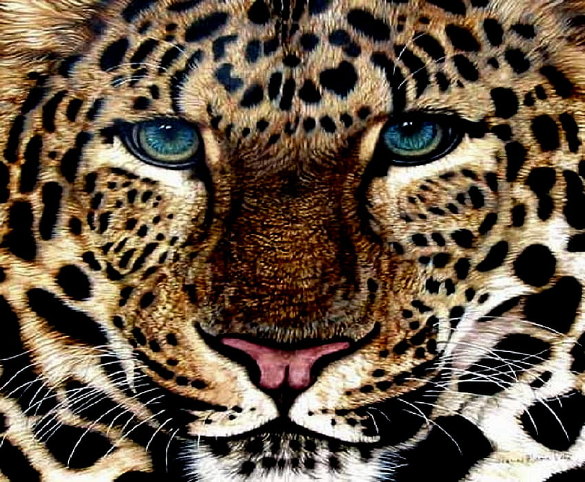 leopardo, jacquie vaux, pintura, gato grande fondo de pantalla