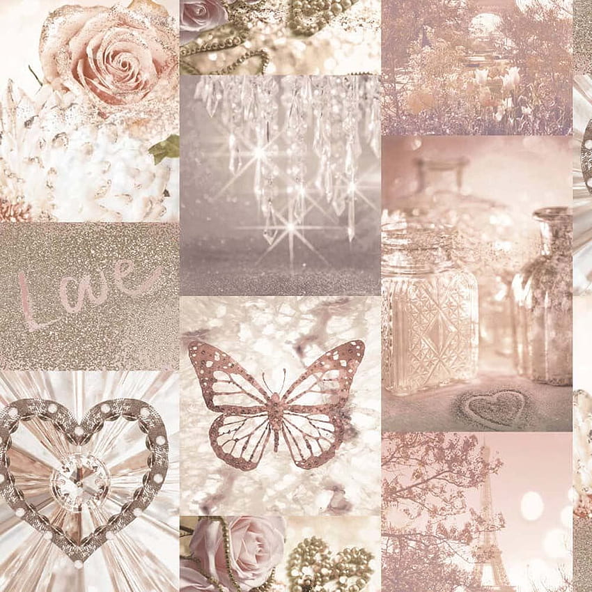 Arthouse Love Paris Blush Pink Glitter Sparkle Butterfly Flower. eBay HD phone wallpaper