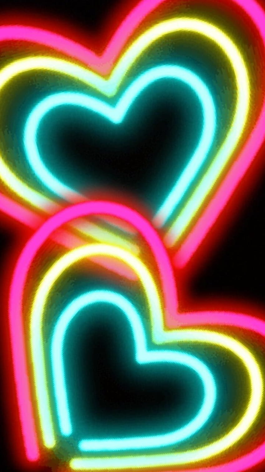 Neon Hearts , Cute Pink Neon Hearts HD phone wallpaper