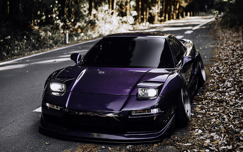 Honda NSX, front view, exterior, purple NSX, Stance, NSX tuning, Japanese cars, Honda HD wallpaper