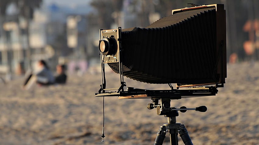 Câmera de câmeras antigas vintage de praia. papel de parede HD