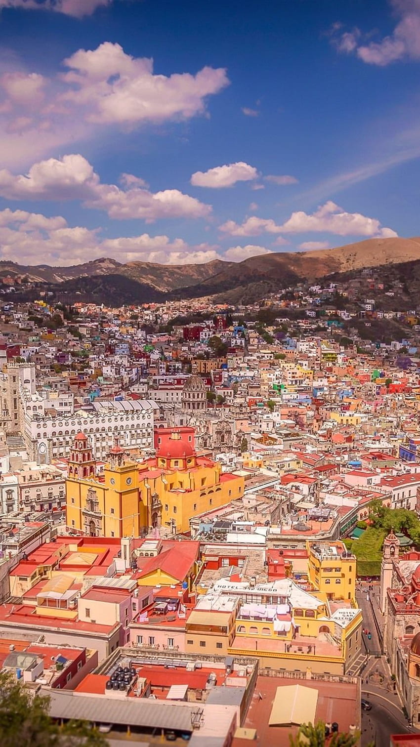 iPhone Mexico, City, Houses, Mountains, Street, Guanajuato HD phone wallpaper