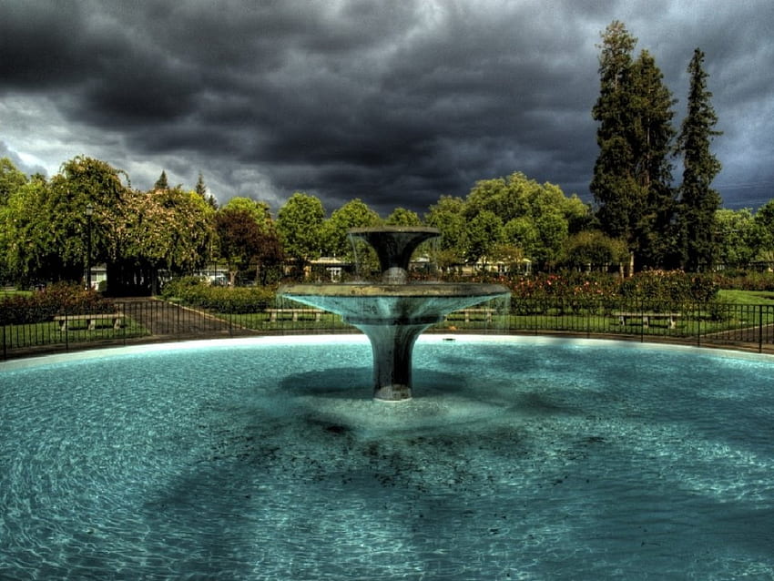 Rose Garden Fountain กุหลาบสวนน้ำพุ วอลล์เปเปอร์ HD