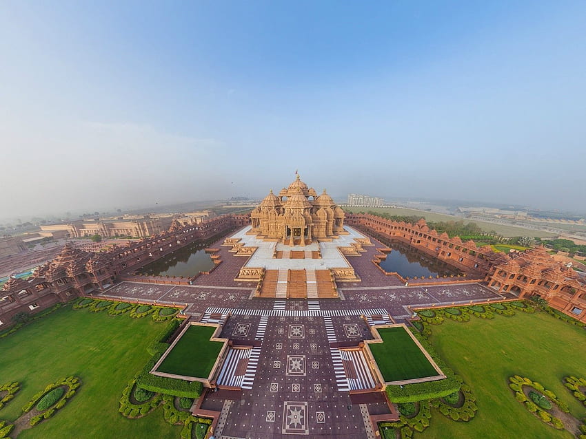 Templo Swaminarayan Akshardham hindú en Delhi. . Ciudad patrimonio de la humanidad, Lugares turisticos, Viajes a India fondo de pantalla