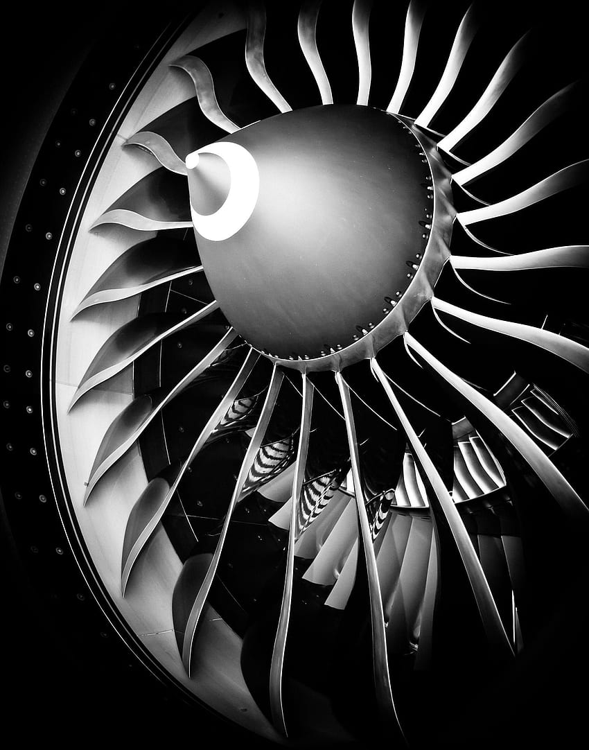 Ostrza Z Silnika 777 300. Silnik odrzutowy, grafika samolotu, samolot lotniczy, silnik turbinowy Tapeta na telefon HD