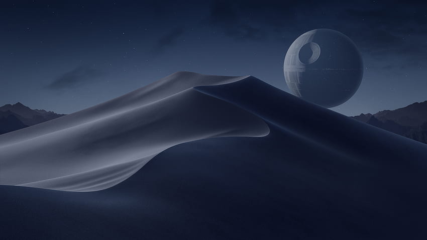 dunes, night, sand, Death Star, Star Wars., 5120 X 2880 Star Wars HD wallpaper