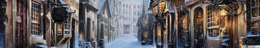 Winter in Harry Potter's Diagon Alley HD wallpaper