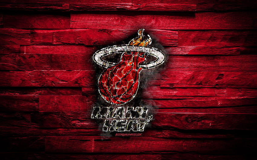 Miami Heat, logotipo queimado, NBA, roxo papel de parede HD