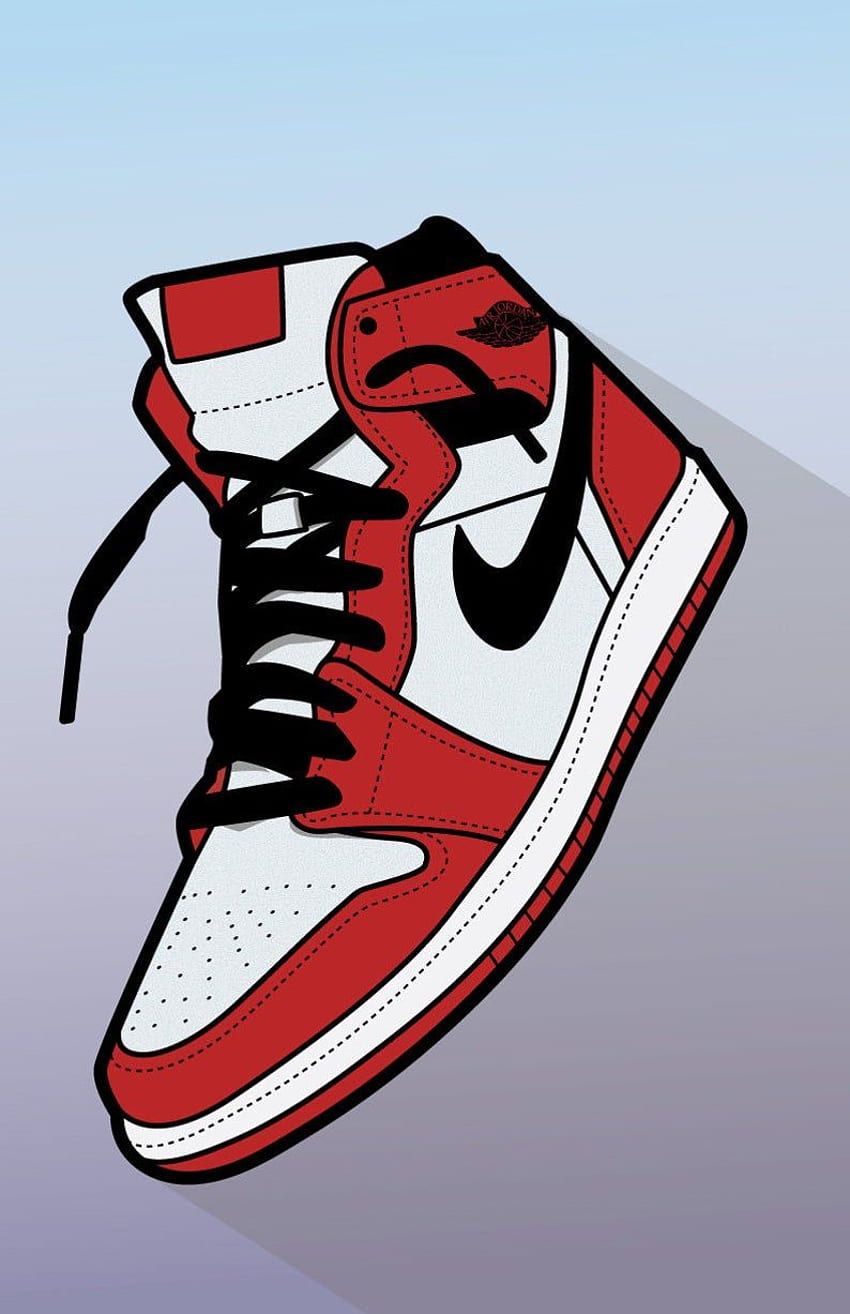 AIR JORDAN 1 CHICAGO Sneaker Art โปสเตอร์พิมพ์ดิจิตอล เอตซี่ รองเท้าผ้าใบ , ศิลปะรองเท้าผ้าใบ , ศิลปะ Nike วอลล์เปเปอร์โทรศัพท์ HD