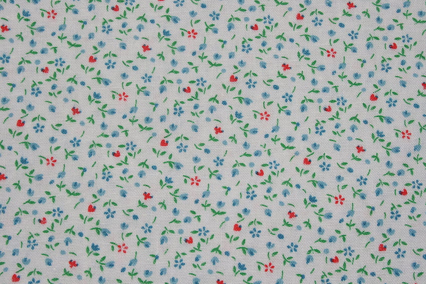 Vintage Red Blue Green White Tiny Print Floral Print Cotton Fabric HD wallpaper
