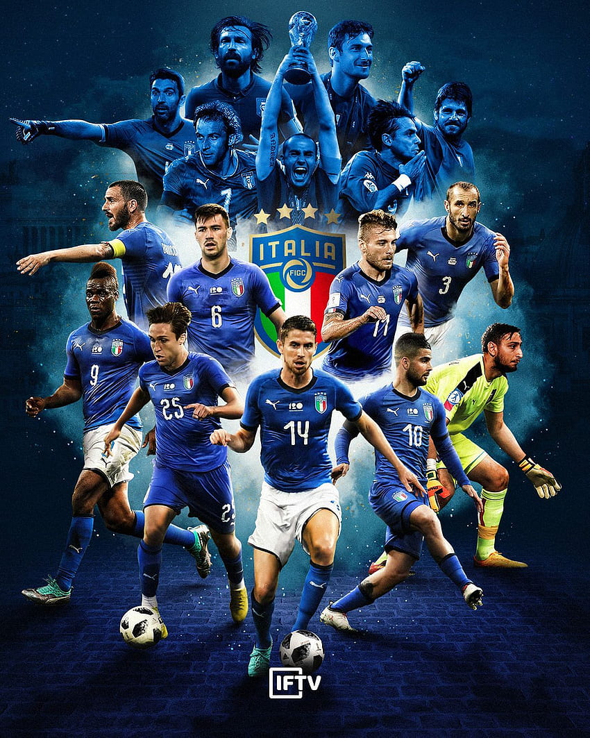 Azzurri & Serie A 2018 2019 IFTV용 포스터. 이탈리아 축구, 축구 포스터, 이탈리아 축구 국가대표팀, 축구의 전설 HD 전화 배경 화면
