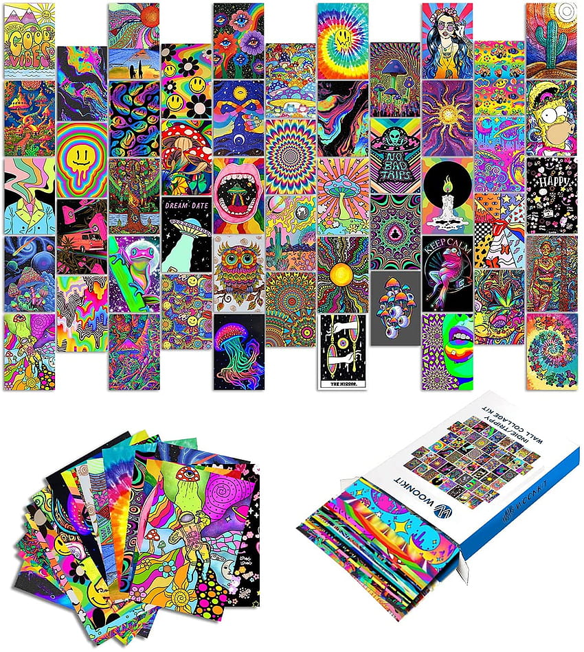 Woonkit Trippy Room Decor, Indie Room Decor, Hippie Room Decor, Indie Hippie Trippy Posters, Teen Wall Bedroom Dorm Aesthetic Poster, Wall Collage Kit , Psychedelic Posters, 50PCS 4X6 INCH: Posters, Trippy Collage HD phone wallpaper