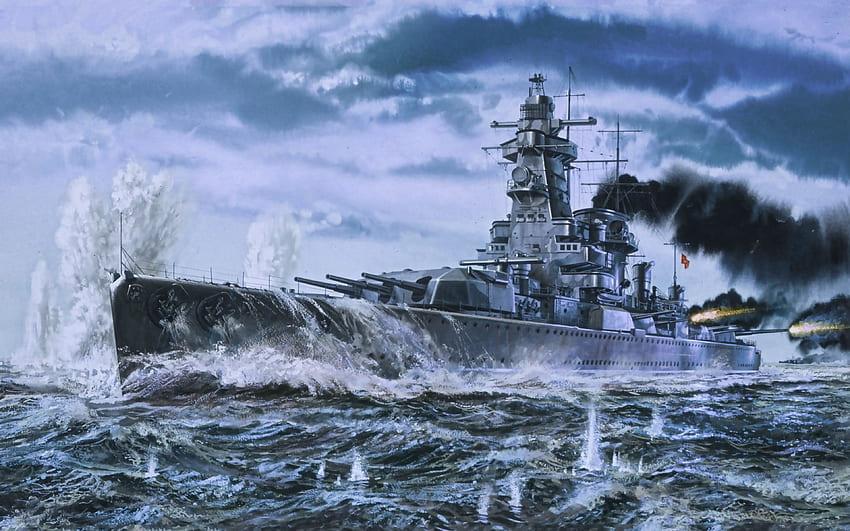 Admiral Graf Spee, , R, Zweiter Weltkrieg, deutscher schwerer Kreuzer, deutsche Marine, Kriegsschiffe, Kunstwerke HD-Hintergrundbild