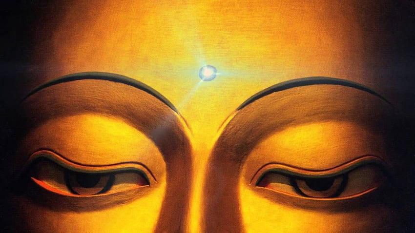 Om Mani Padme Hum ♥ Schönes Live-leuchtendes drittes Auge mit Om Buddhist HD-Hintergrundbild