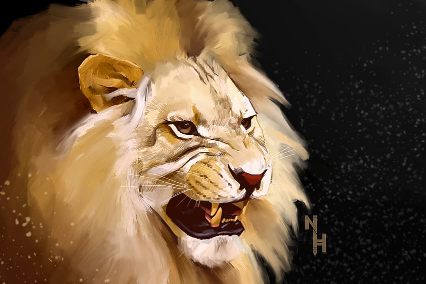 Art, Grin, Lion, Predator, King Of Beasts, King Of The Beasts HD wallpaper