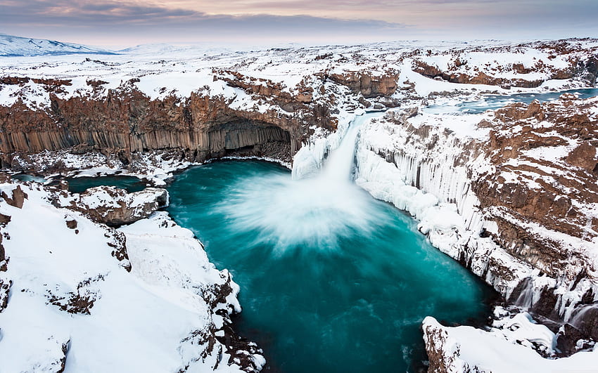 Winter, Aldeyjarfoss Waterfall, Iceland, Europe ❤ HD wallpaper