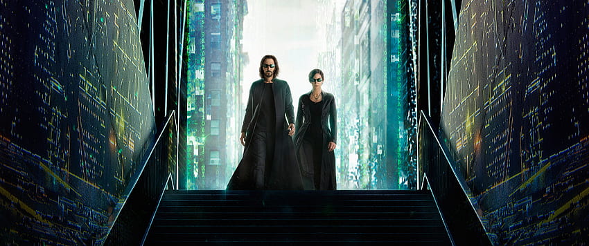 The Matrix Resurrections , Keanu Reeves, Carrie Anne Moss, Neo, Trinity, Films, 3440x1440 Matrix Fond d'écran HD