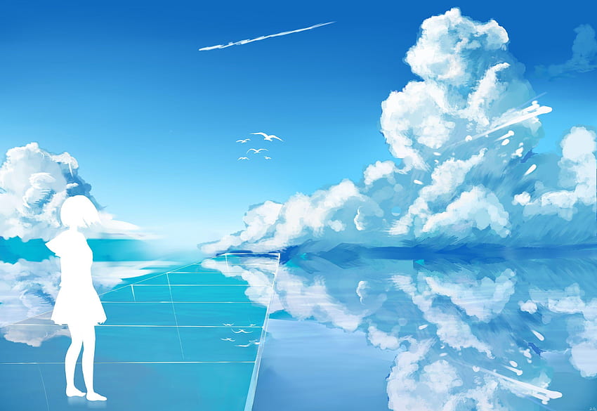 Light Blue Anime HD wallpaper