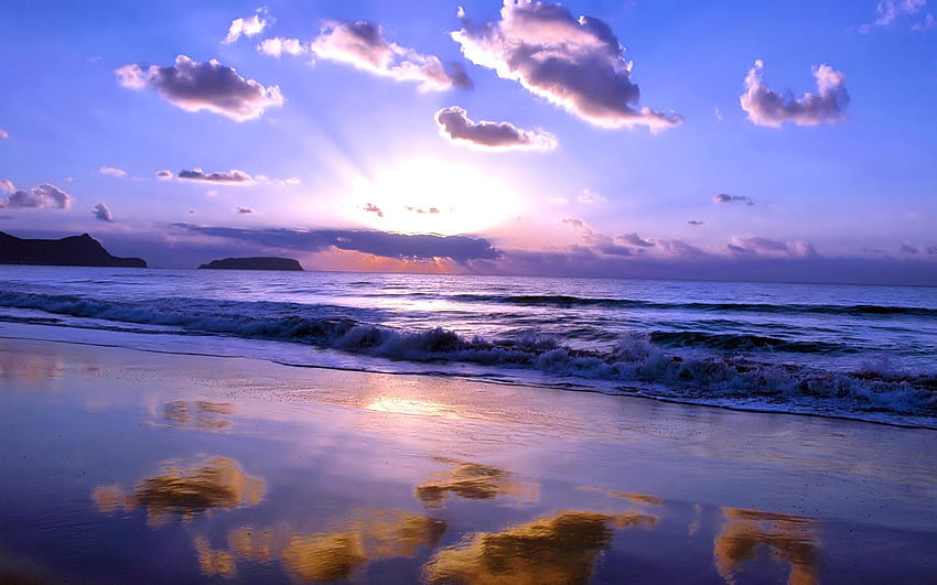 หาดสวย ท้องฟ้าสวย ธรรมชาติ พระอาทิตย์ตก พระอาทิตย์ขึ้น มหาสมุทร ชายหาด วอลล์เปเปอร์ HD