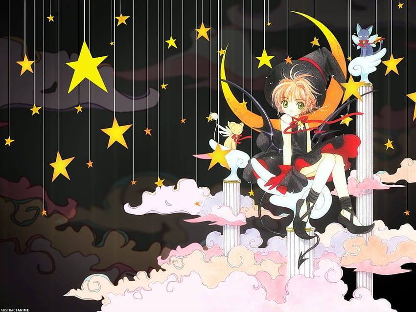 Sakura in the night fall, night fall, card captor, anime sakura, sakura HD тапет