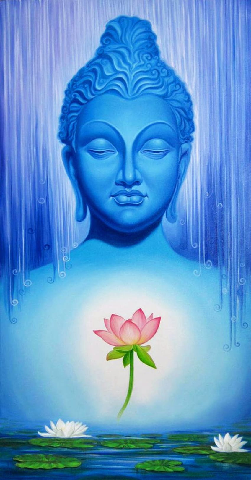 Pintura - Buda Com Lótus. Buda, Buda de Lótus Azul Papel de parede de celular HD