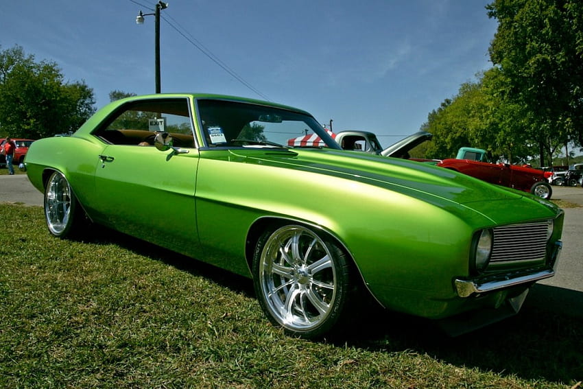 1969 Camaro., สีเขียว, หูกระต่าย, คลาสสิก, GM วอลล์เปเปอร์ HD