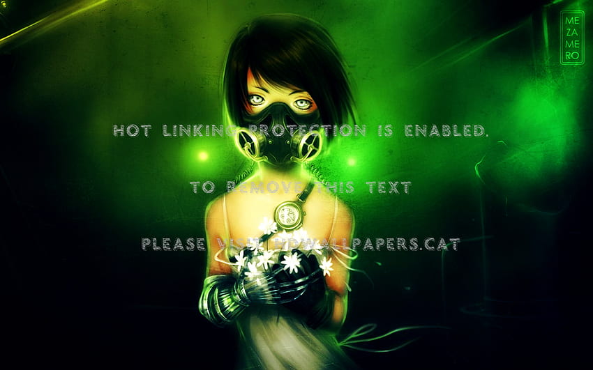 anime toxic green girl HD wallpaper