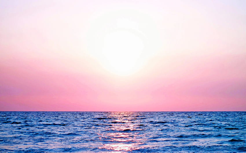 Earth Sunset Water Pastel Blue Ripples Highres Nature Wave Sky Sea HD wallpaper