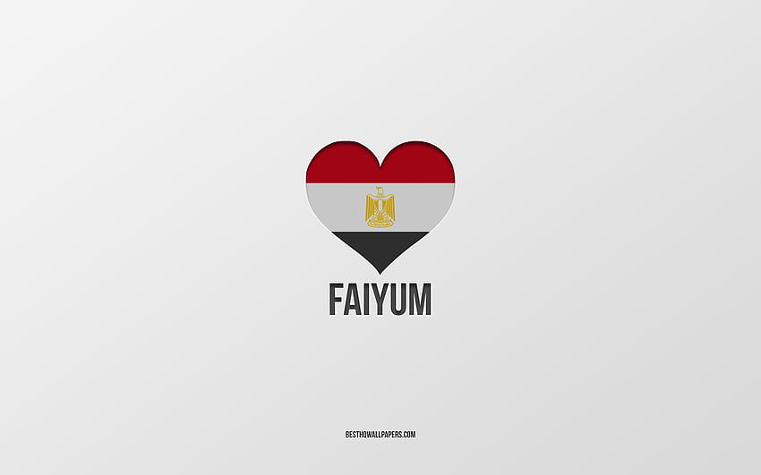 I Love Faiyum, Egyptian cities, Day of Faiyum, gray background, Faiyum, Egypt, Egyptian flag heart, favorite cities, Love Faiyum HD wallpaper