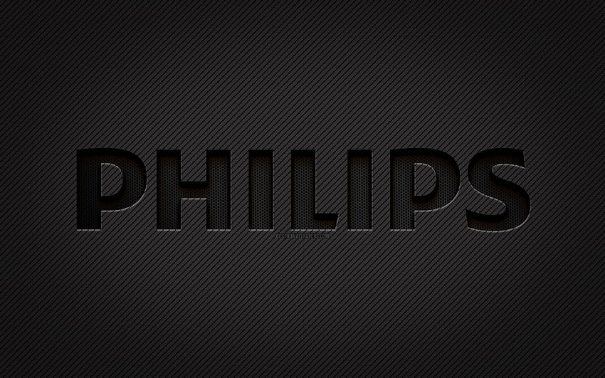 Карбоново лого на Philips, , гръндж изкуство, карбонов фон, творчески, черно лого на Philips, марки, лого на Philips, Philips HD тапет