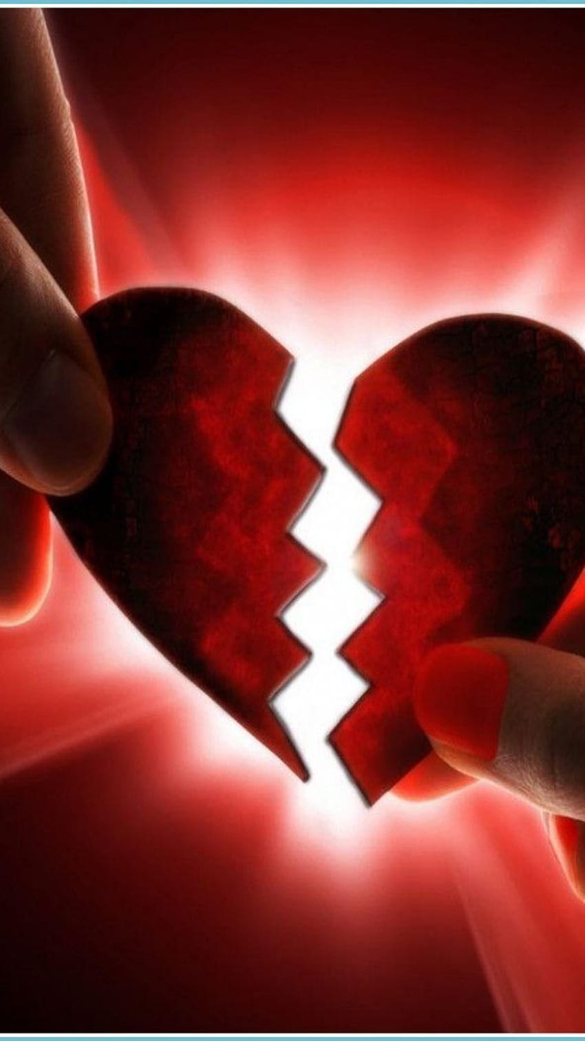 Broken Heart, red heart broken, red heart, broken HD phone wallpaper