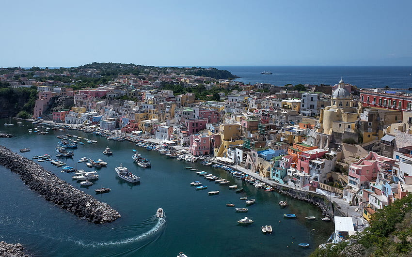 Procida, Campania, Gulf of Naples Cove Coast Cities HD wallpaper